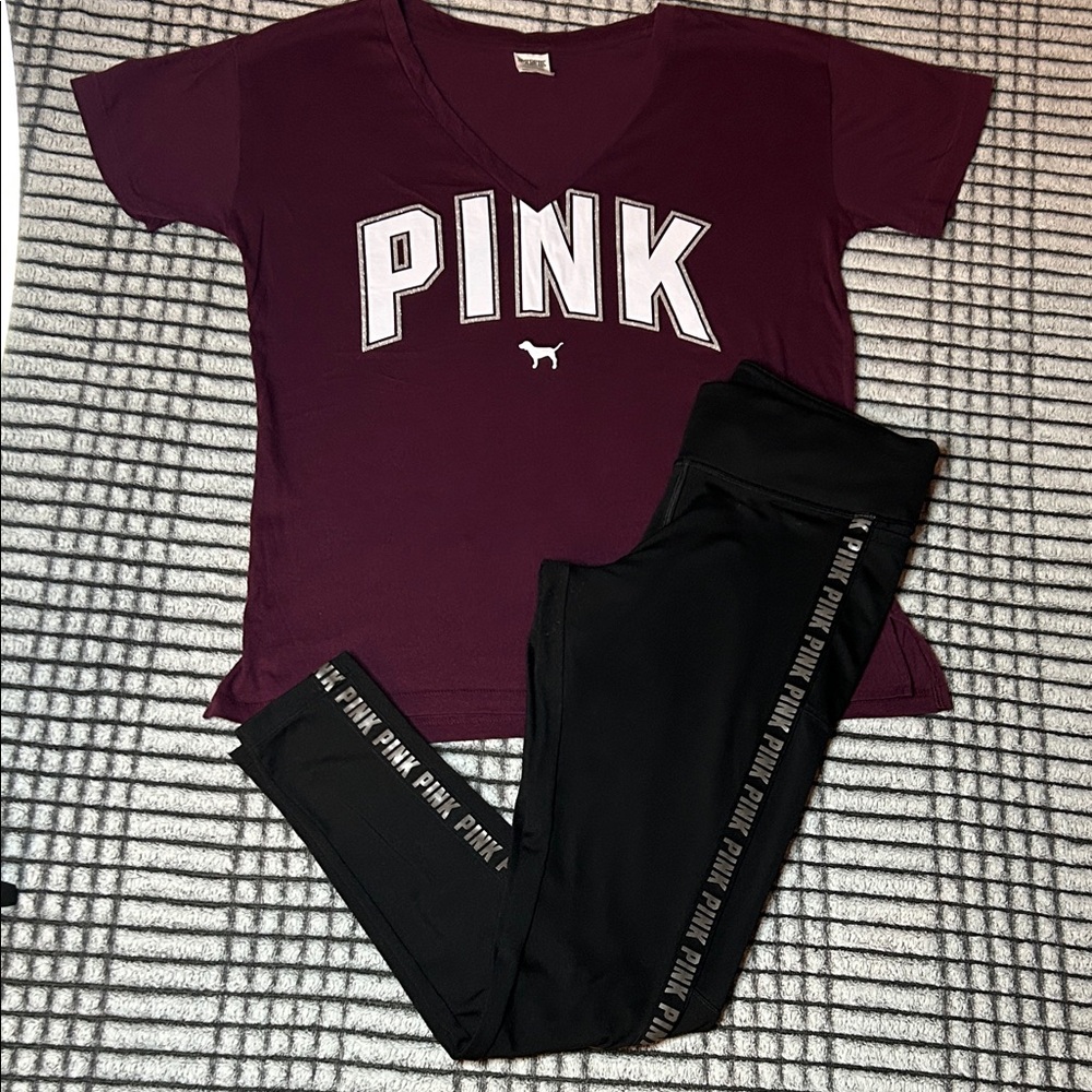 Victoria’s Secret PINK Tee & Leggings Set (M)